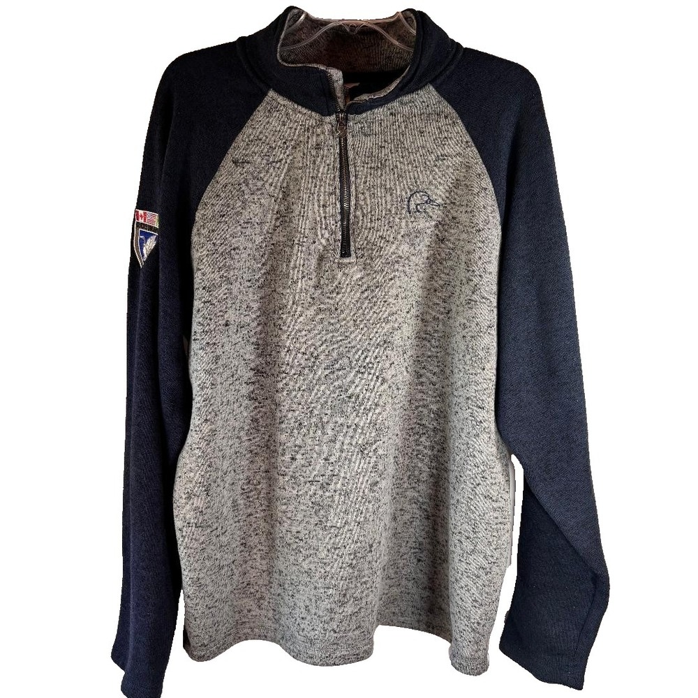 Ducks Unlimited Quarter Zip Pullover Grey & Navy‎ Men's Size XL Outdoor